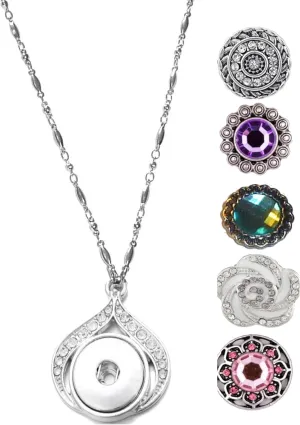 Hidden Hollow Beads Snap Interchangeable Women's Fashion Jewelry Necklace, 18" or 24" long, Fancy STRONG Stainless Steel Chain. Comes in a gift box.