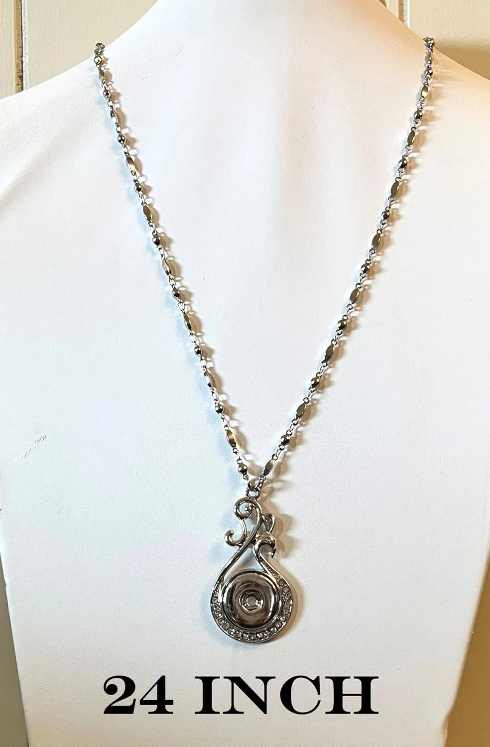 Hidden Hollow Beads Snap Interchangeable Women's Fashion Jewelry Necklace, 18" or 24" long, Fancy STRONG Stainless Steel Chain. Comes in a gift box.