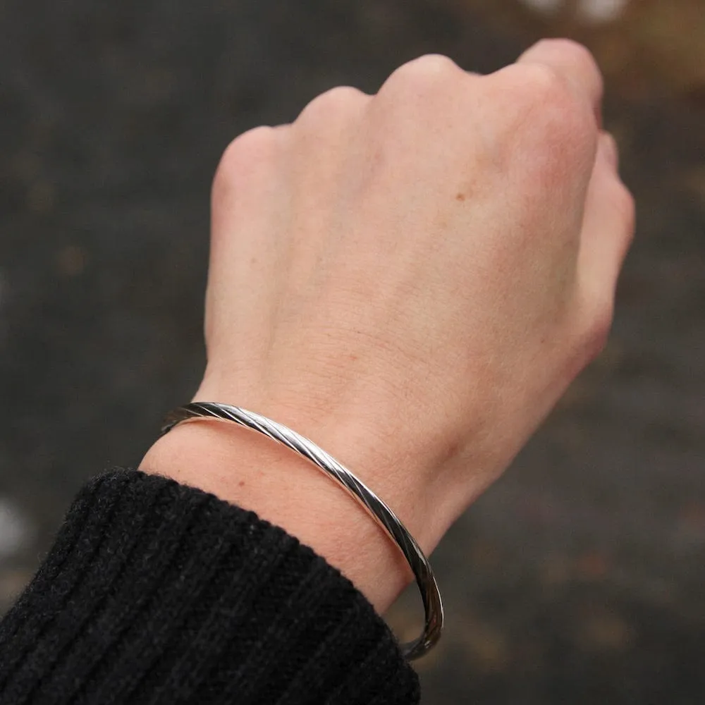 High Polish Twisted Bangle