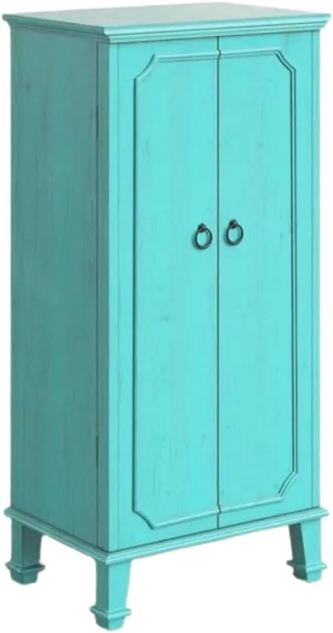 Hives and Honey Cabby Fully Locking Jewelry Armoire, 40" x 19" x 13.75", TURQUOISE