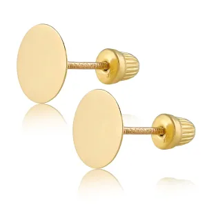 Hoberta Real 14k solid Yellow Gold Stud Earrings with Screw back for Women Girls Men for Sensitive ears Small & Minimalist Dot Studs Jewelry for Gifts (Flat Round(6mm))