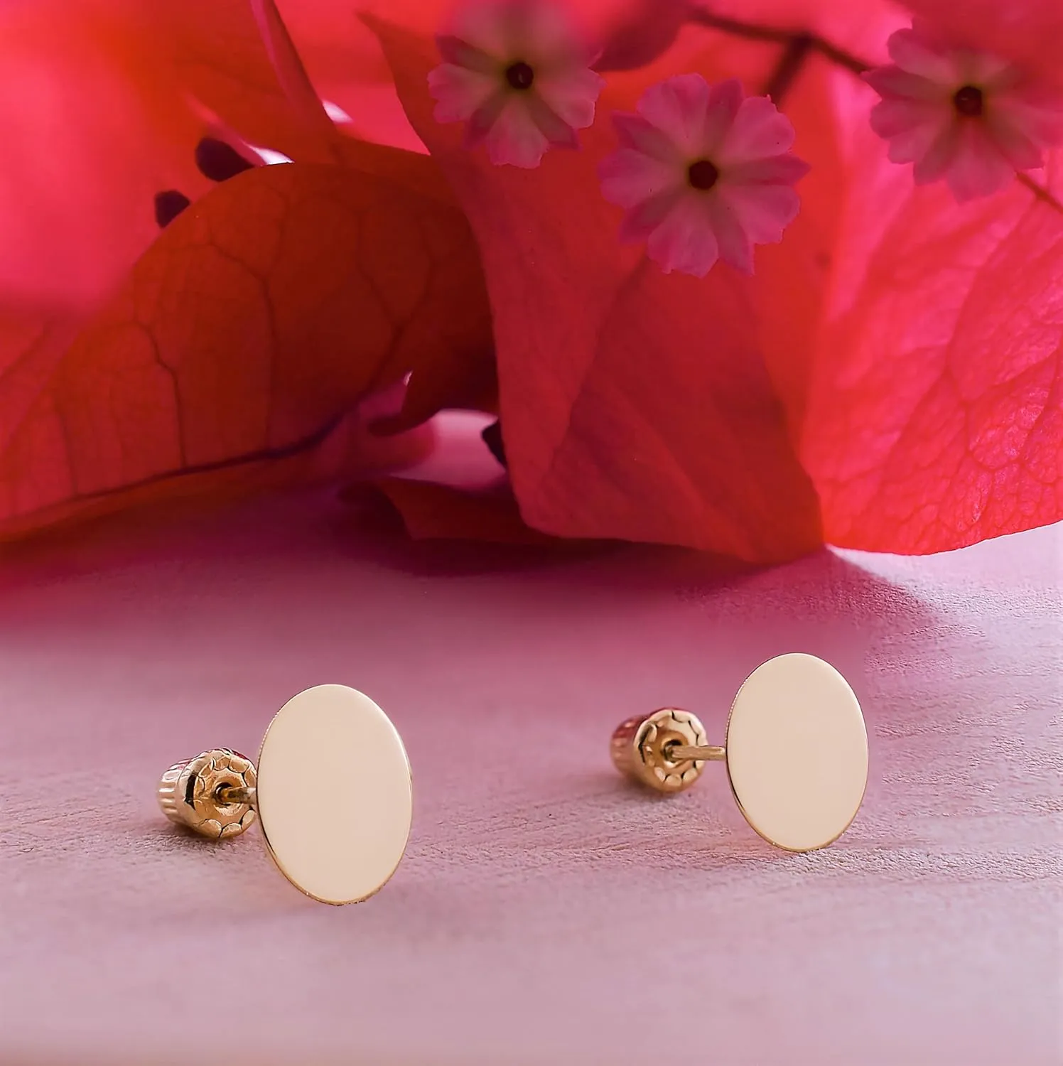 Hoberta Real 14k solid Yellow Gold Stud Earrings with Screw back for Women Girls Men for Sensitive ears Small & Minimalist Dot Studs Jewelry for Gifts (Flat Round(6mm))