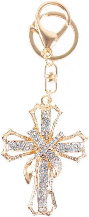 Holy Cross with Rhinestone Sparkling Charm Blingbling Keychain Crystal Pendant (Cross)
