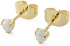 HONEYCAT Tiny Opal Orb Solitaire Studs in Gold, Rose Gold, or Silver | Minimalist, Delicate Jewelry