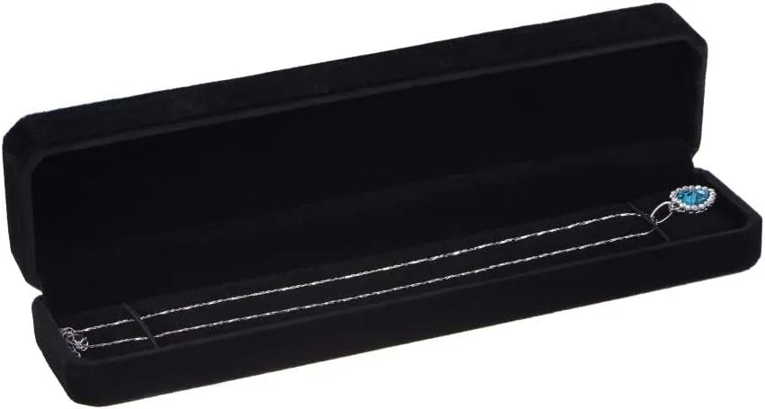 HooAMI Rectangle Velvet Necklace Bracelet Jewelry Gift Box Display Case Black