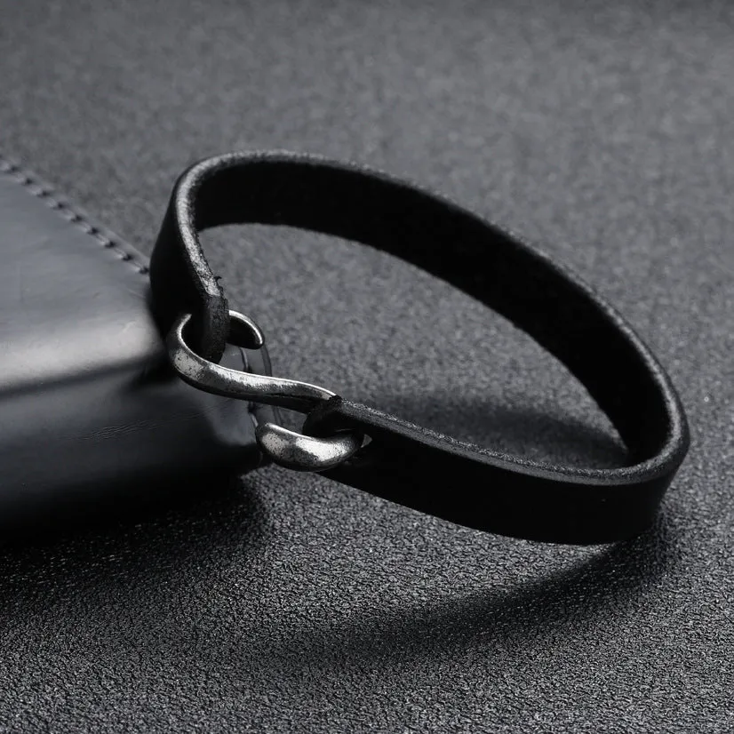 Hook Shaped Bangle Retro Simple Cowhide Leather Bracelet Men'S And Women'S Bracelets