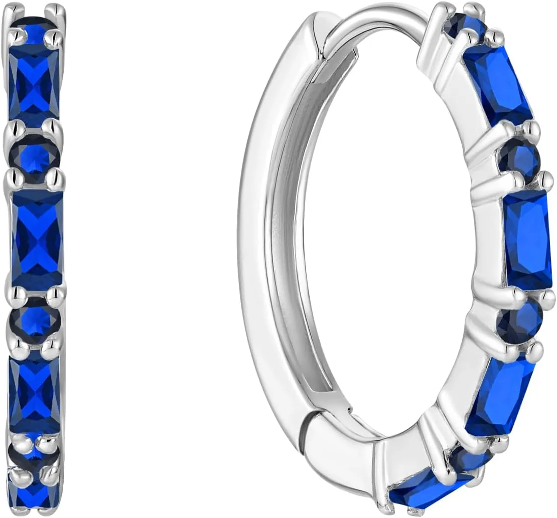 Hoop Earrings 925 Sterling Silver Huggie Hoop Earrings Birthstone Earrings for Women Hypoallergenic