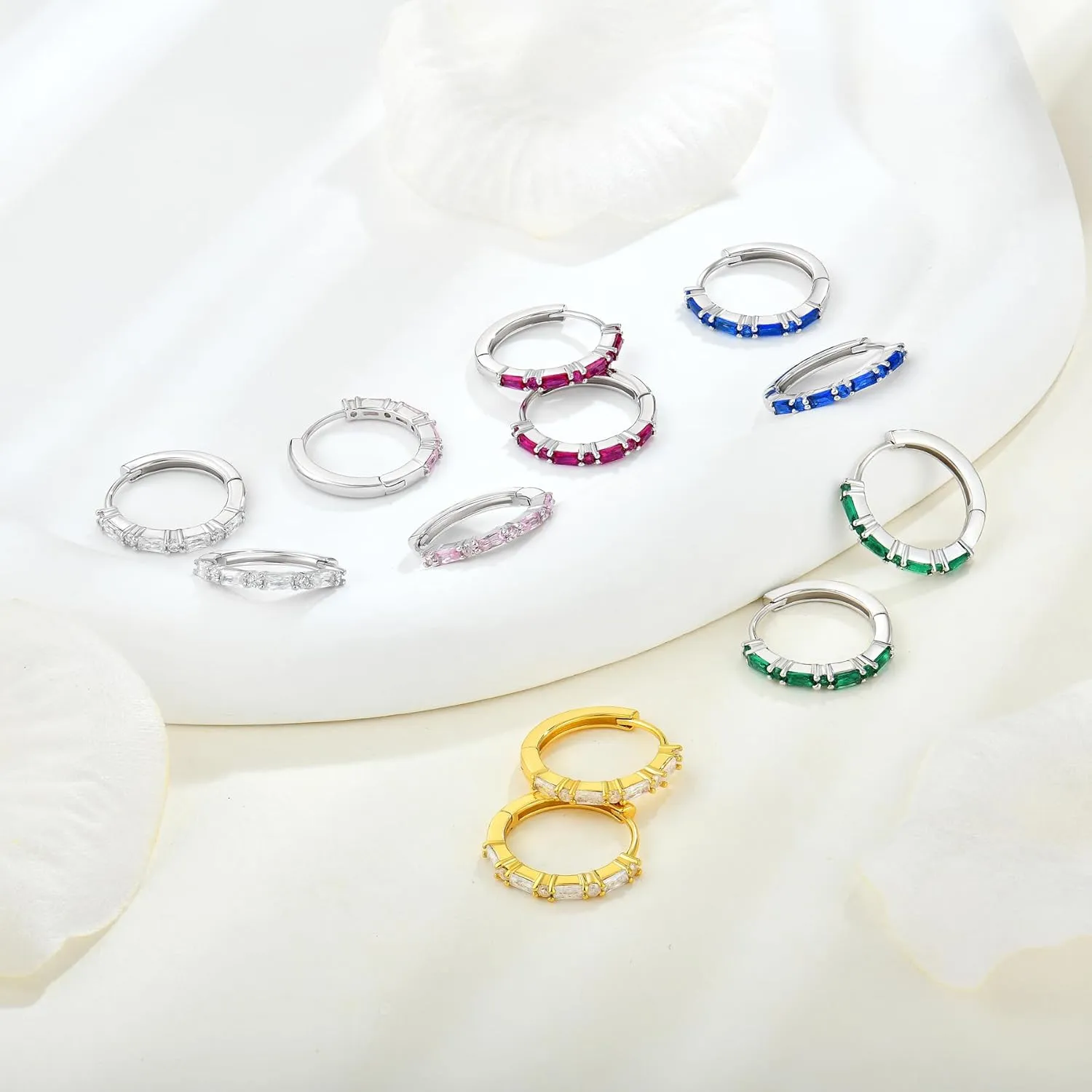 Hoop Earrings 925 Sterling Silver Huggie Hoop Earrings Birthstone Earrings for Women Hypoallergenic