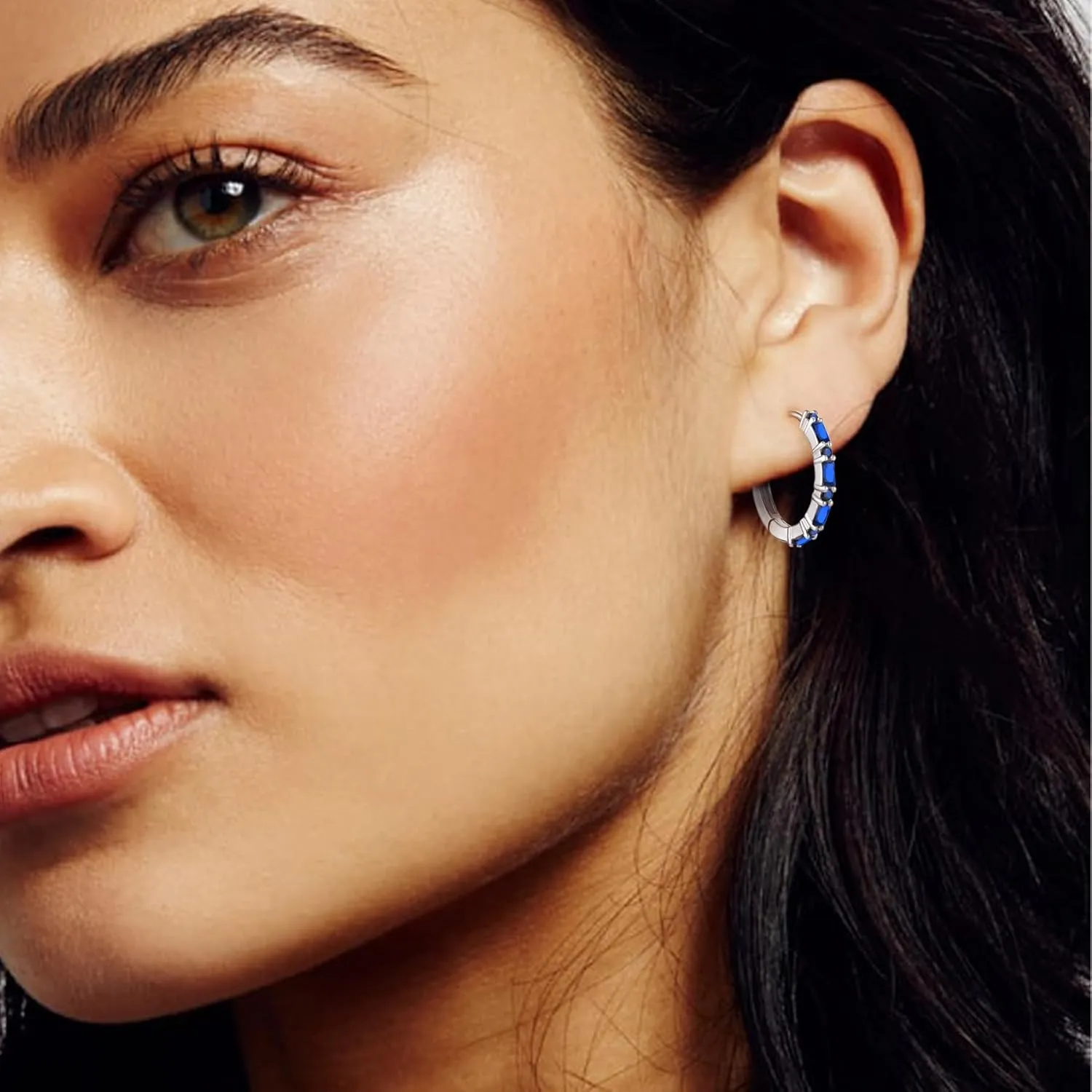 Hoop Earrings 925 Sterling Silver Huggie Hoop Earrings Birthstone Earrings for Women Hypoallergenic