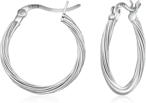 Hoop Earrings For Women 925 Sterling Silver Earrings Lightweight Silver Hoop Earring For Women Small Hoops Earrings Twisted Hoop Earrings 20 MM