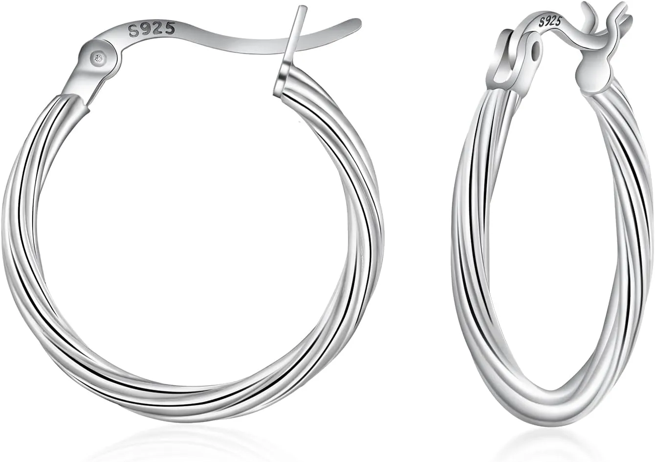 Hoop Earrings For Women 925 Sterling Silver Earrings Lightweight Silver Hoop Earring For Women Small Hoops Earrings Twisted Hoop Earrings 20 MM