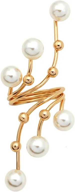 HSQYJ Fashion Adjustable Pearl Crystal Flower Cocktail Statement Ring Rhinestone FloraL Engagement Wedding Bands Rings Luxury Jewelry for Women Gift Gold Silver Plated