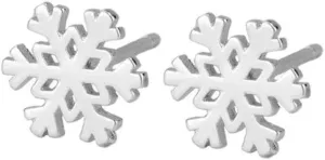 Hypoallergenic 925 Sterling Silver Cute Small Tiny Snowflake Stud Earrings for Women Sensitive Ear CZ Studs Chrismas Gifts