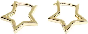 Hypoallergenic Small Star Huggie Earrings for Women 18K Gold/Platinum Plated Cute Girls' Studs Star Small Hoop Earrings for Women Teen Girls Cute Hypoallergenic Placated White Gold Daily Dainty Huggie Earring