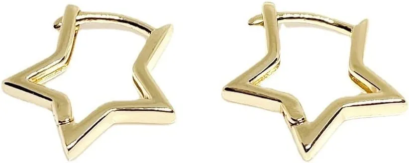 Hypoallergenic Small Star Huggie Earrings for Women 18K Gold/Platinum Plated Cute Girls' Studs Star Small Hoop Earrings for Women Teen Girls Cute Hypoallergenic Placated White Gold Daily Dainty Huggie Earring
