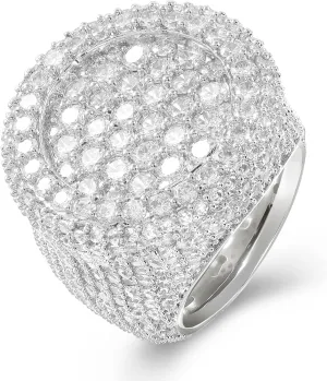 Iced Out Rings for Men, 24MM Large Simulated Diamond Mens Wedding Band 14K White Gold Plated Full 5A CZ Hip Hop Ring Chunky Bling Cluster Men's Pinky Rings Rapper Jewelry Gift 7-10US