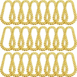 Inbagi 24 Pcs Big Chunky Faux Rapper Chain for 80s 90s Punk Style Halloween Costume, 32 Inches Long