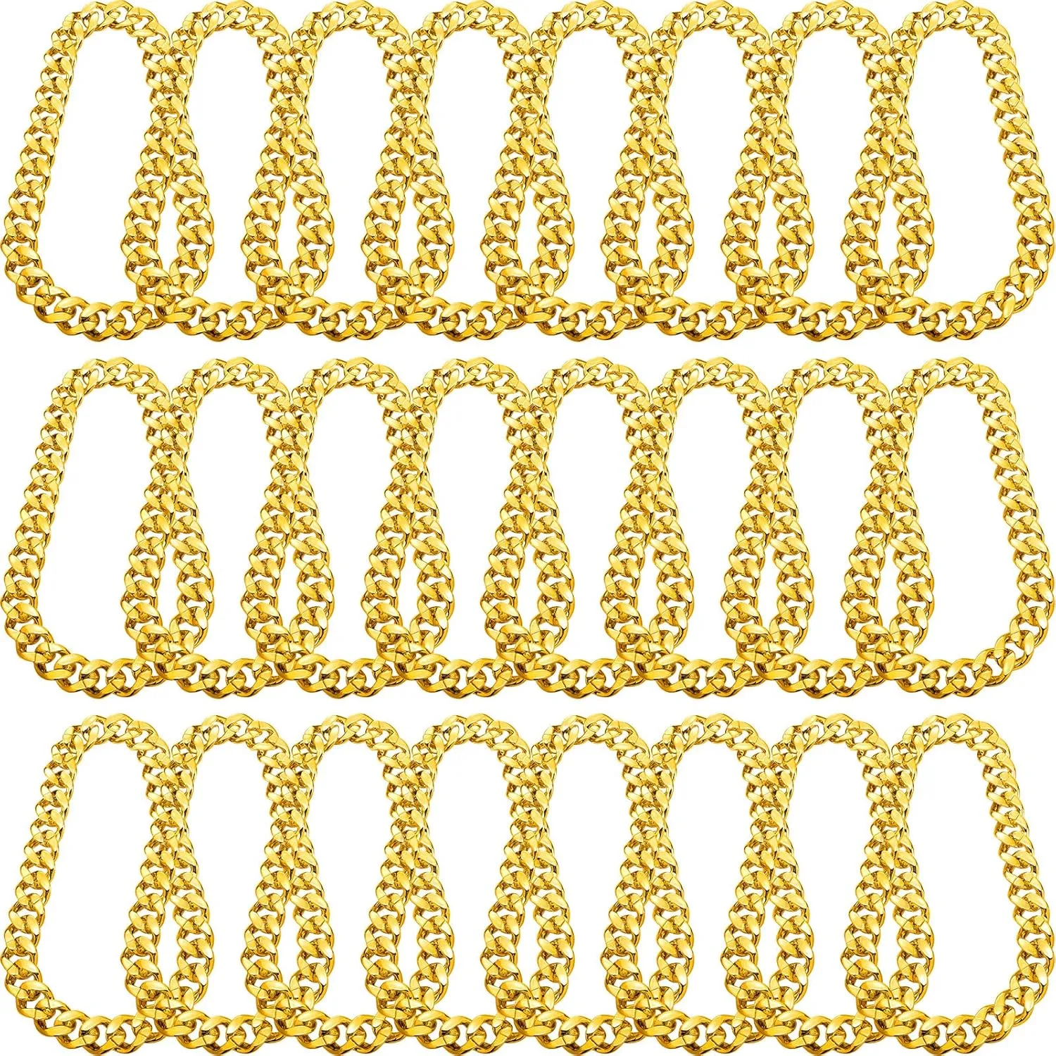 Inbagi 24 Pcs Big Chunky Faux Rapper Chain for 80s 90s Punk Style Halloween Costume, 32 Inches Long