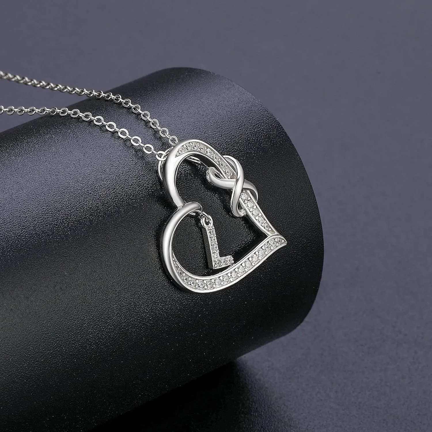 Infinity Heart Necklaces for Women, S925 Sterling Silver Initial Necklace Womens Jewelry Mothers Day Gifts Girls Valentines Gifts for Her Christmas Birthday Gifts for Women Mom Wife Girlfriend
