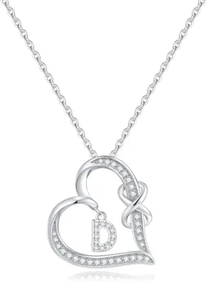 Infinity Heart Necklaces for Women, S925 Sterling Silver Initial Necklace Womens Jewelry Mothers Day Gifts Girls Valentines Gifts for Her Christmas Birthday Gifts for Women Mom Wife Girlfriend