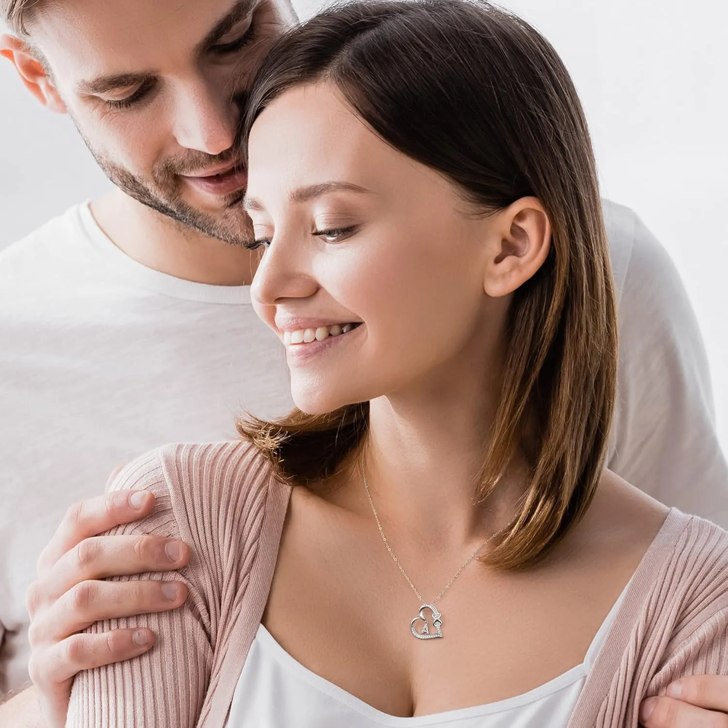 Infinity Heart Necklaces for Women, S925 Sterling Silver Initial Necklace Womens Jewelry Mothers Day Gifts Girls Valentines Gifts for Her Christmas Birthday Gifts for Women Mom Wife Girlfriend