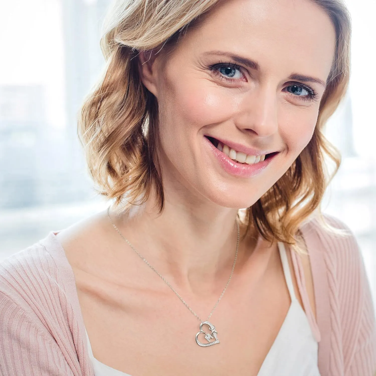 Infinity Heart Necklaces for Women, S925 Sterling Silver Initial Necklace Womens Jewelry Mothers Day Gifts Girls Valentines Gifts for Her Christmas Birthday Gifts for Women Mom Wife Girlfriend