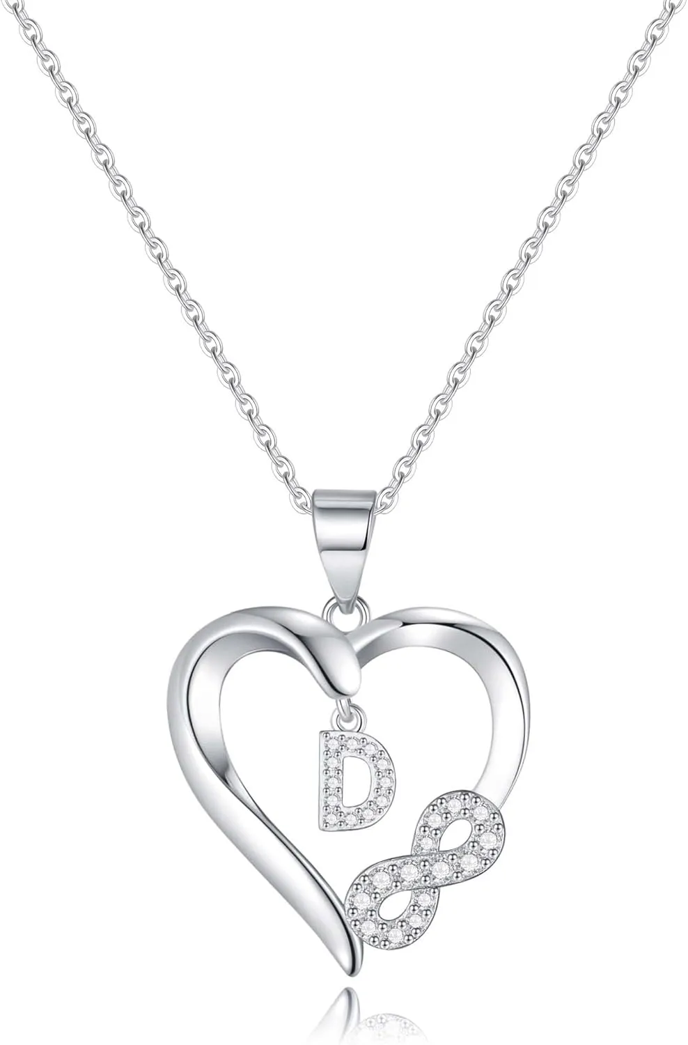 Infinity Heart Necklaces for Women, S925 Sterling Silver Initial Necklace Womens Jewelry Mothers Day Gifts Girls Valentines Gifts for Her Christmas Birthday Gifts for Women Mom Wife Girlfriend