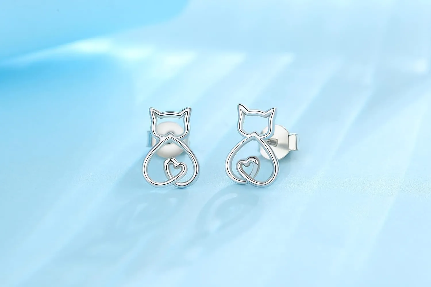 INFUSEU Sterling Silver Cute Stud Earrings Cat Frog Mushroom Bunny, Small Gifts for Women Teen Girls Animal Lovers