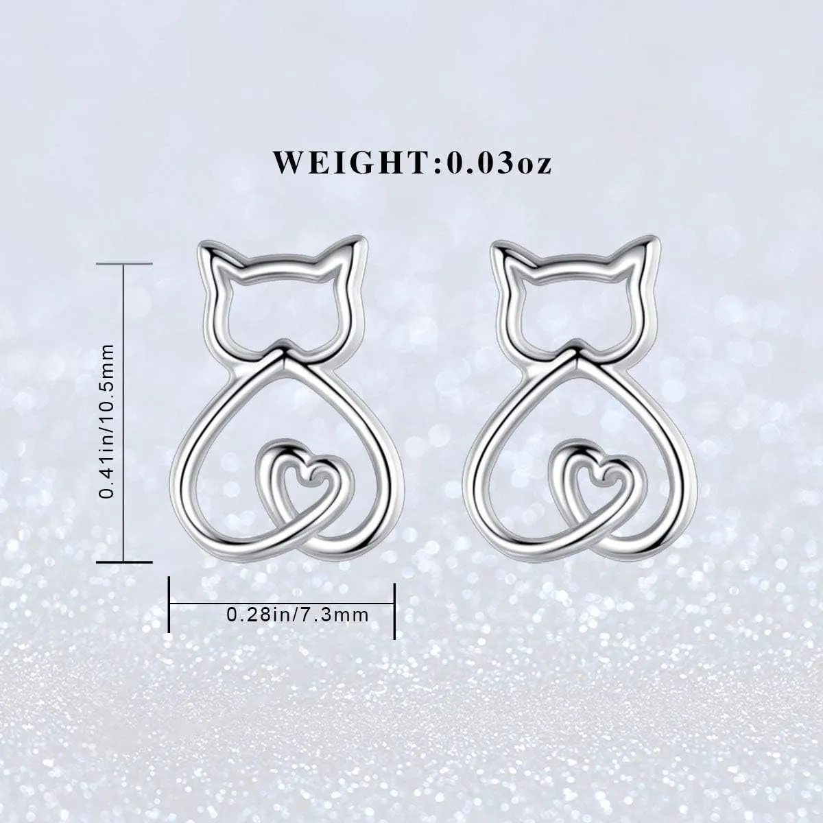 INFUSEU Sterling Silver Cute Stud Earrings Cat Frog Mushroom Bunny, Small Gifts for Women Teen Girls Animal Lovers
