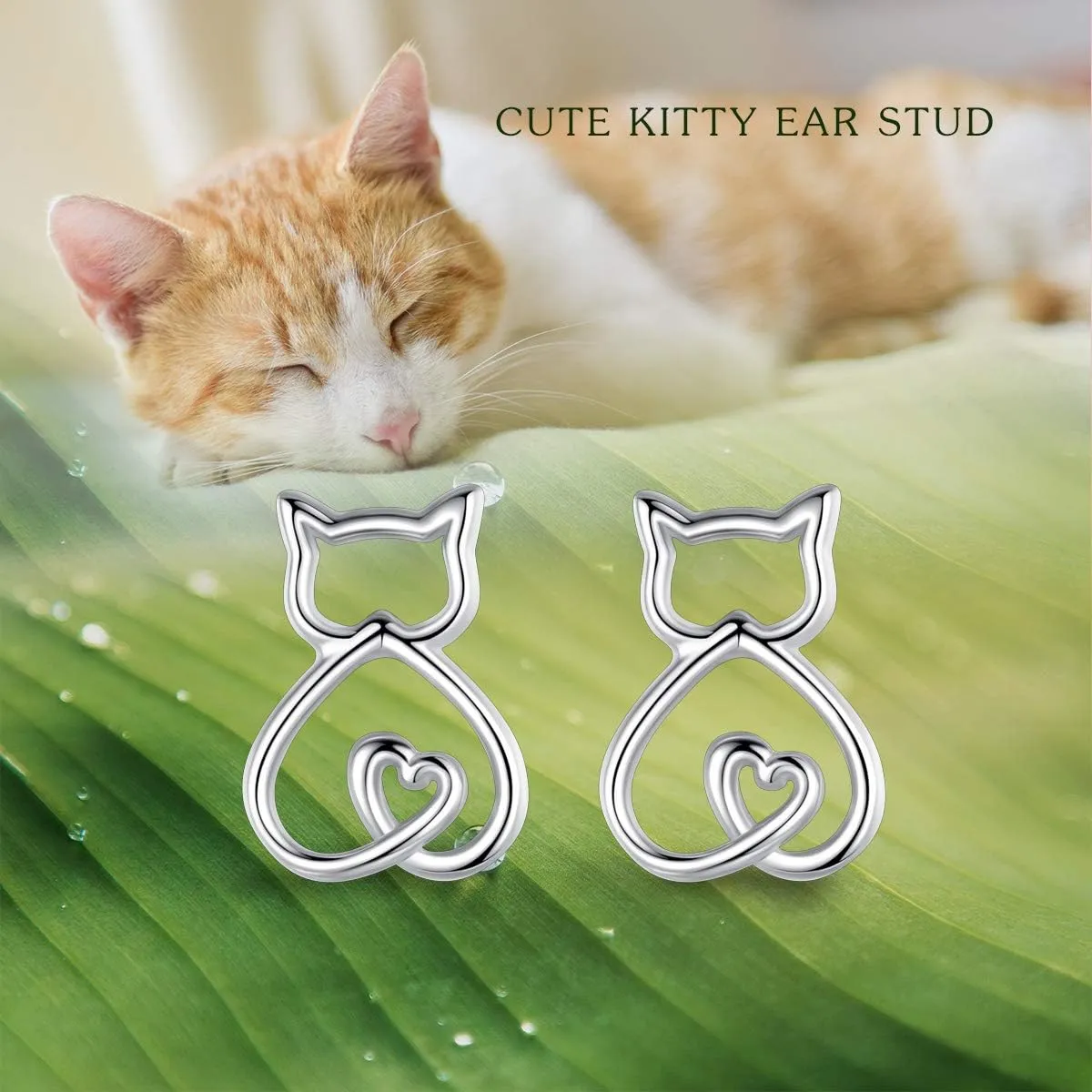 INFUSEU Sterling Silver Cute Stud Earrings Cat Frog Mushroom Bunny, Small Gifts for Women Teen Girls Animal Lovers