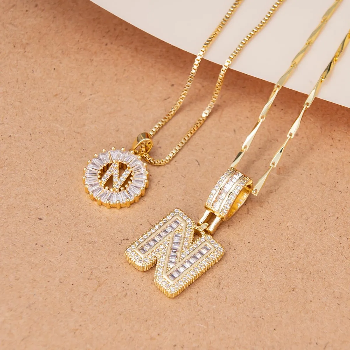 Initial Letter Necklaces For Women 14k Gold Plated Pendant Necklace A-Z Pendant Gold Chain Choker Trendy Custom Name Necklace Jewelry Set