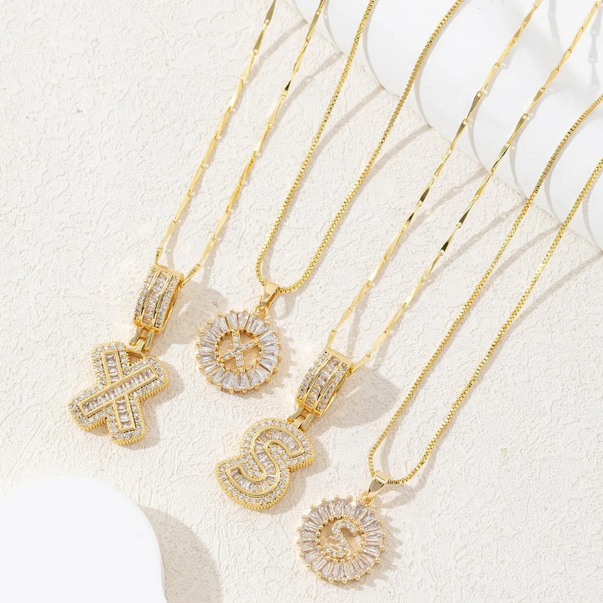 Initial Letter Necklaces For Women 14k Gold Plated Pendant Necklace A-Z Pendant Gold Chain Choker Trendy Custom Name Necklace Jewelry Set