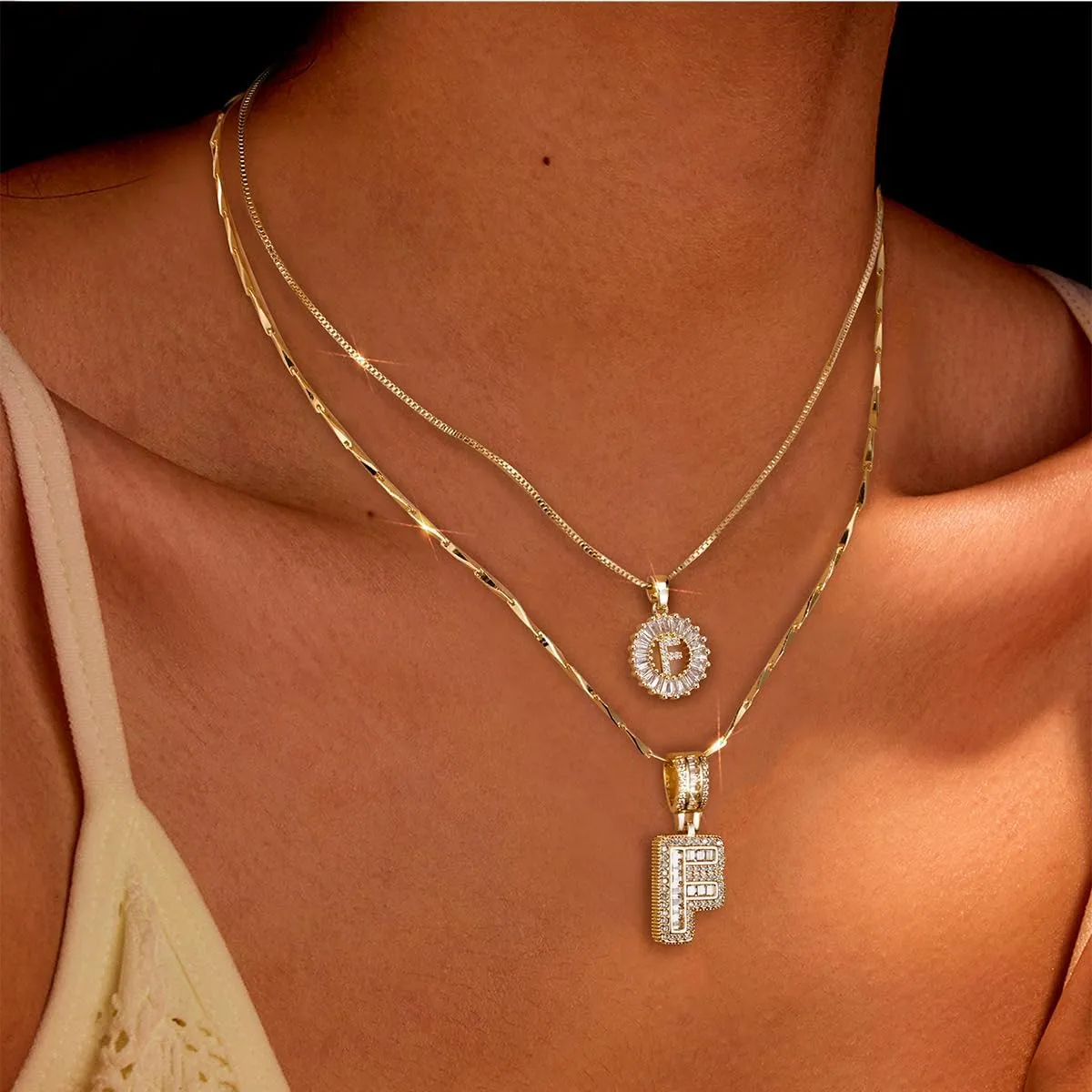 Initial Letter Necklaces For Women 14k Gold Plated Pendant Necklace A-Z Pendant Gold Chain Choker Trendy Custom Name Necklace Jewelry Set