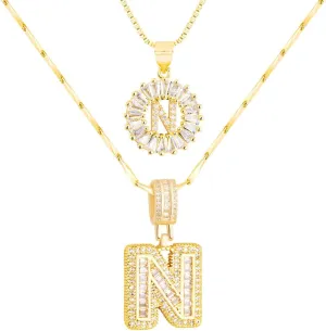 Initial Letter Necklaces For Women 14k Gold Plated Pendant Necklace A-Z Pendant Gold Chain Choker Trendy Custom Name Necklace Jewelry Set