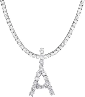Initial Necklace Silver Tennis Necklaces for Women Tennis Chain custom name necklace Bling CZ personalized Letter Necklace women men