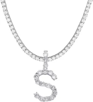 Initial Necklace Silver Tennis Necklaces for Women Tennis Chain custom name necklace Bling CZ personalized Letter Necklace women men