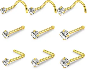 intera Hypoallergenic 20G 18G Nose Rings Stud for Women Men Surgical Steel Nose Piercing Jewelry Gold Silver Rose Gold Nose Earrings