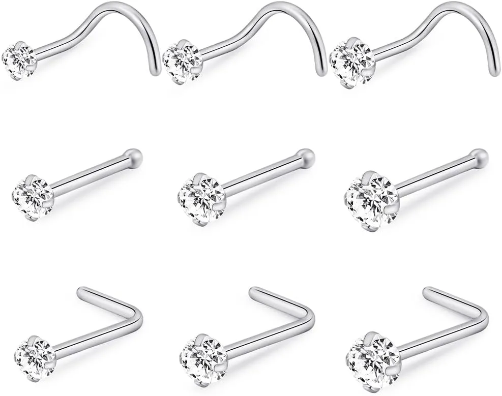 intera Hypoallergenic 20G 18G Nose Rings Stud for Women Men Surgical Steel Nose Piercing Jewelry Gold Silver Rose Gold Nose Earrings