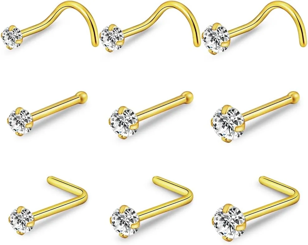 intera Hypoallergenic 20G 18G Nose Rings Stud for Women Men Surgical Steel Nose Piercing Jewelry Gold Silver Rose Gold Nose Earrings