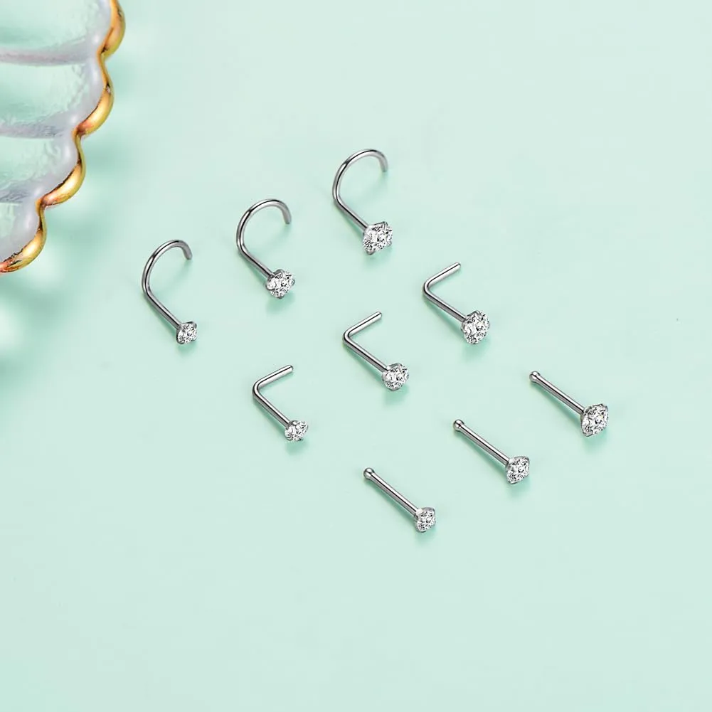 intera Hypoallergenic 20G 18G Nose Rings Stud for Women Men Surgical Steel Nose Piercing Jewelry Gold Silver Rose Gold Nose Earrings