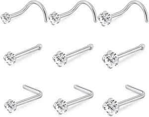 intera Hypoallergenic 20G 18G Nose Rings Stud for Women Men Surgical Steel Nose Piercing Jewelry Gold Silver Rose Gold Nose Earrings