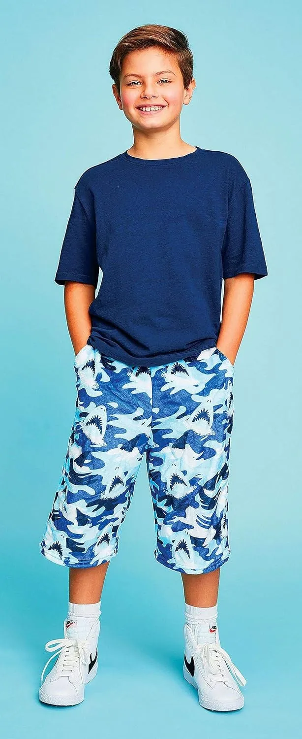 iscream Big Boys Fun Print Silky Soft Plush Shorts - Best Buddies Collection