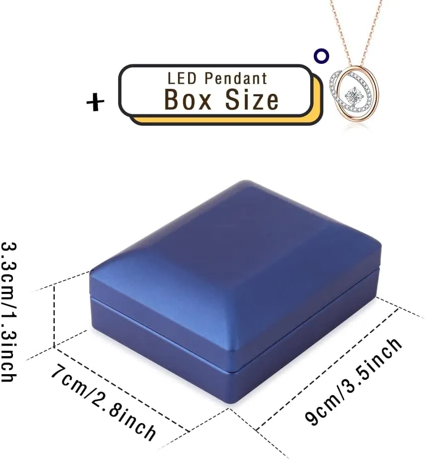 iSuperb LED Light Pendant Box Blue Necklace Display Case Jewelry Gift Box