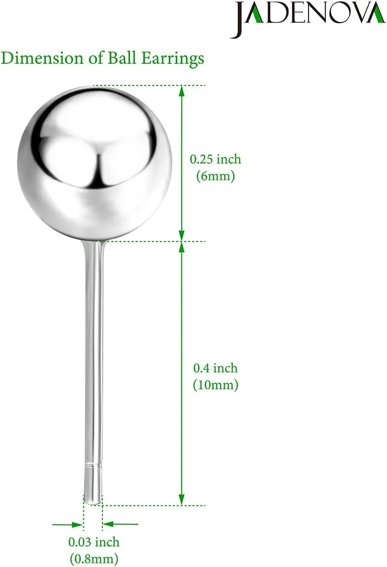 JADENOVA 925 Sterling Silver Earrings Silver Studs Ball Earrings for Women