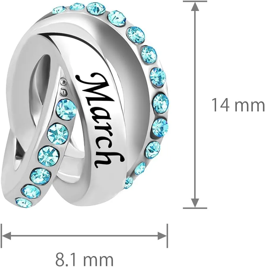 Jan-Dec Birthstones Gift Charm Compatible with Pandora Charms Bracelets Cubic Zirconia Necklaces Pendants Present Family Christmas Anniversary Daughter Sister