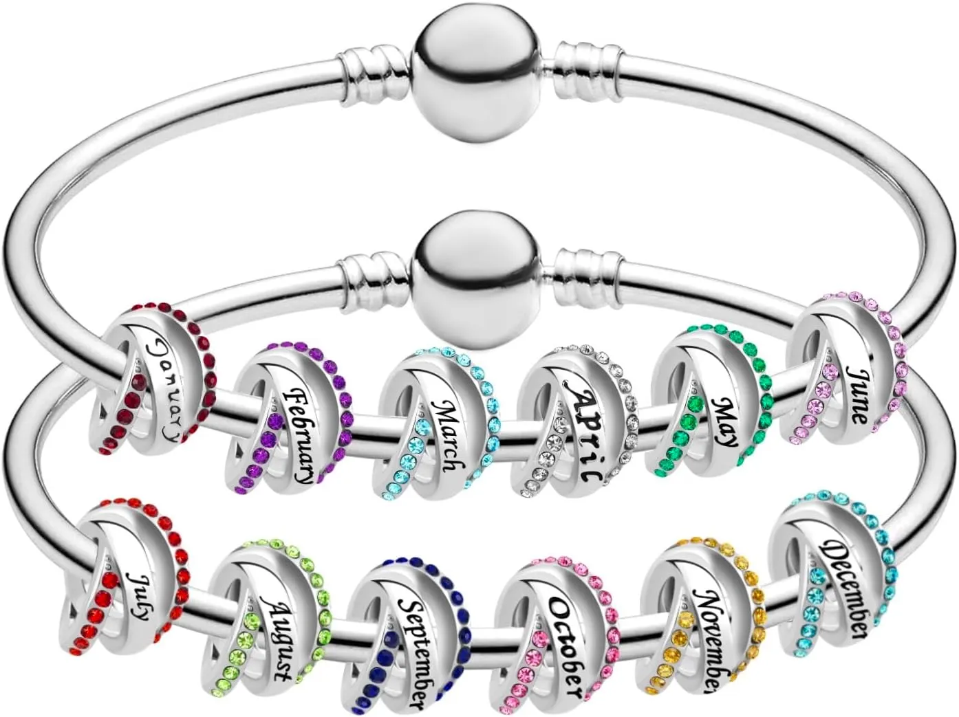 Jan-Dec Birthstones Gift Charm Compatible with Pandora Charms Bracelets Cubic Zirconia Necklaces Pendants Present Family Christmas Anniversary Daughter Sister