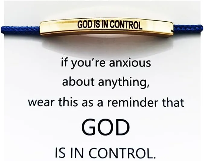 JczR.Y God Is In Control Bracelet Stainless Steel Tube Inspirational Bracelet Adjustable Handmade Braided Wrap Tube God Bracelet for Women Men Couple Friendship Bracelet BFF Jewelry Gifts