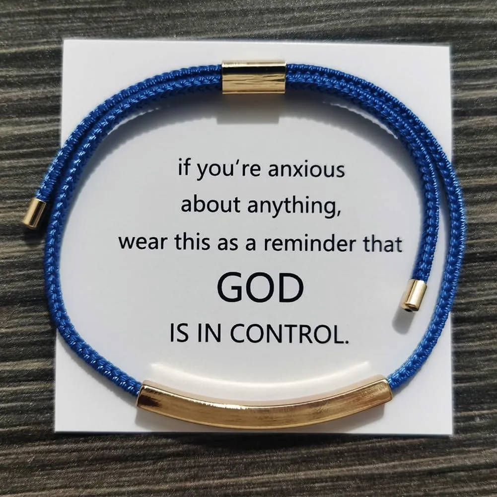 JczR.Y God Is In Control Bracelet Stainless Steel Tube Inspirational Bracelet Adjustable Handmade Braided Wrap Tube God Bracelet for Women Men Couple Friendship Bracelet BFF Jewelry Gifts