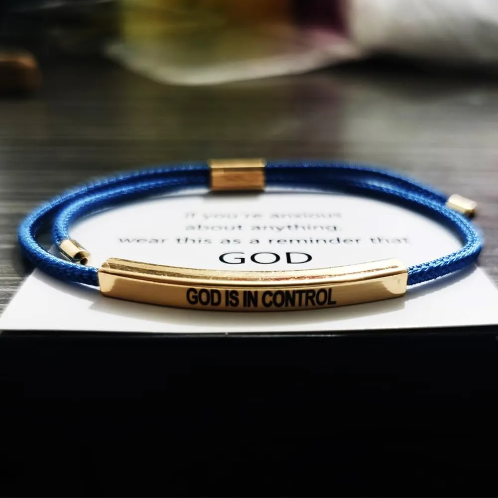 JczR.Y God Is In Control Bracelet Stainless Steel Tube Inspirational Bracelet Adjustable Handmade Braided Wrap Tube God Bracelet for Women Men Couple Friendship Bracelet BFF Jewelry Gifts