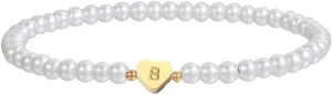 JczR.Y Imitation Pearl Bracelets for Women A to Z Letter Bracelet Gold Heart Elastic Beaded Bracelets Statement Jewelry Gift